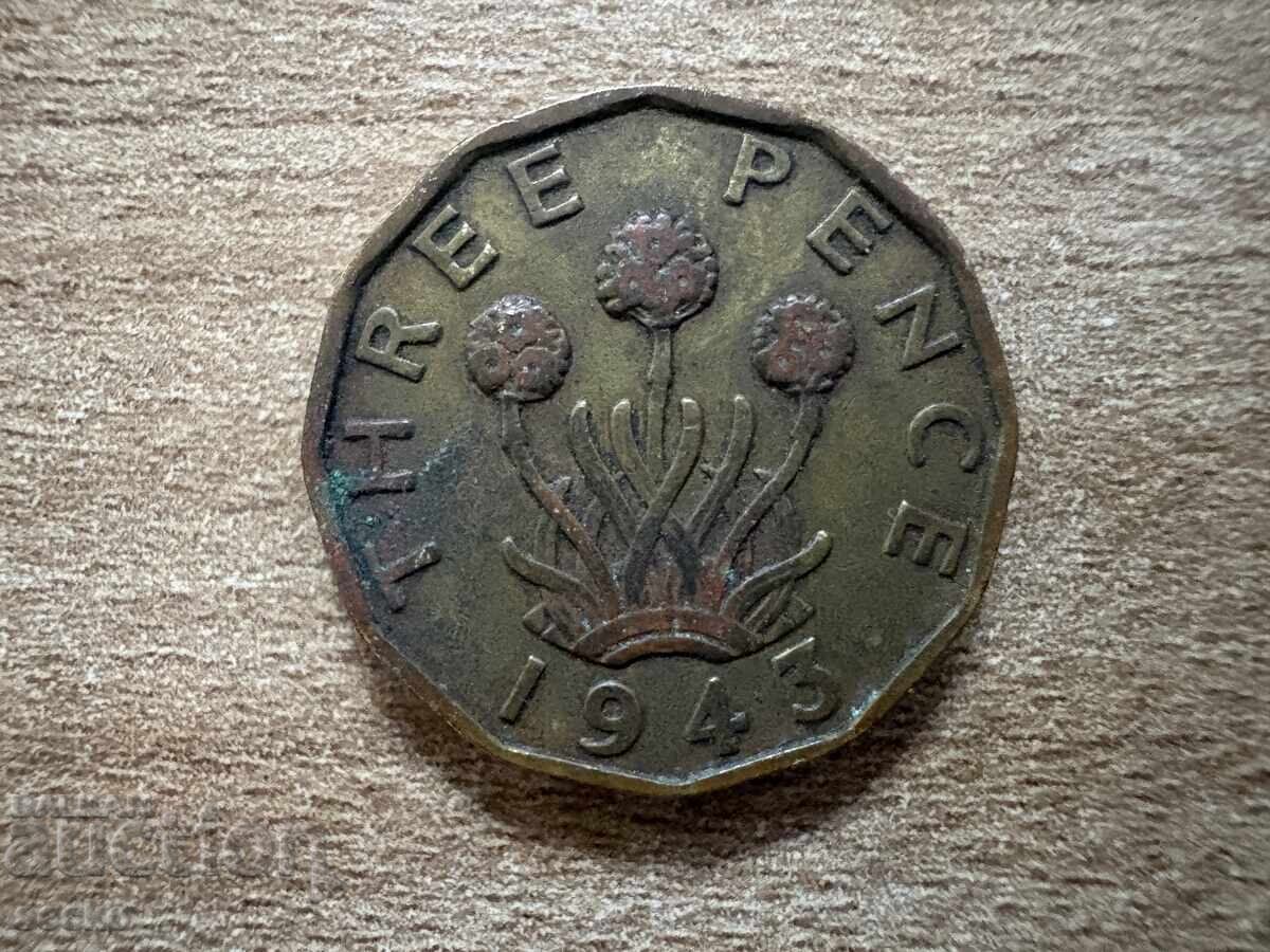 Marea Britanie - 3 pence (1943)