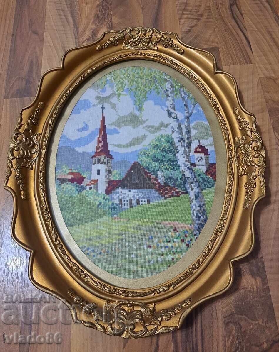Goblen cusut manual cu ramă