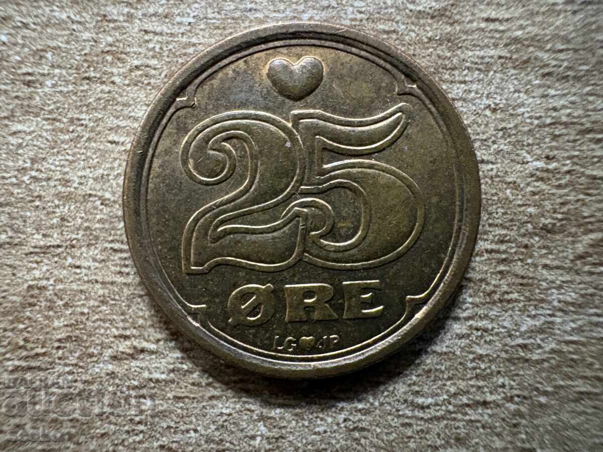 Danemarca - 25 øre (1990)