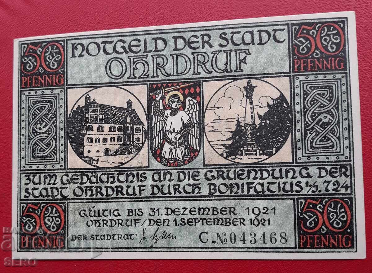 Bancnota-Germania-Thuringia-Ordruff-50 pfennig 1921