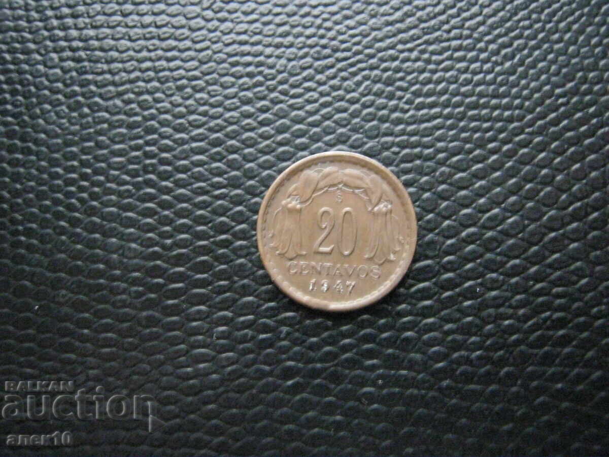 Chile 20 centavos 1947