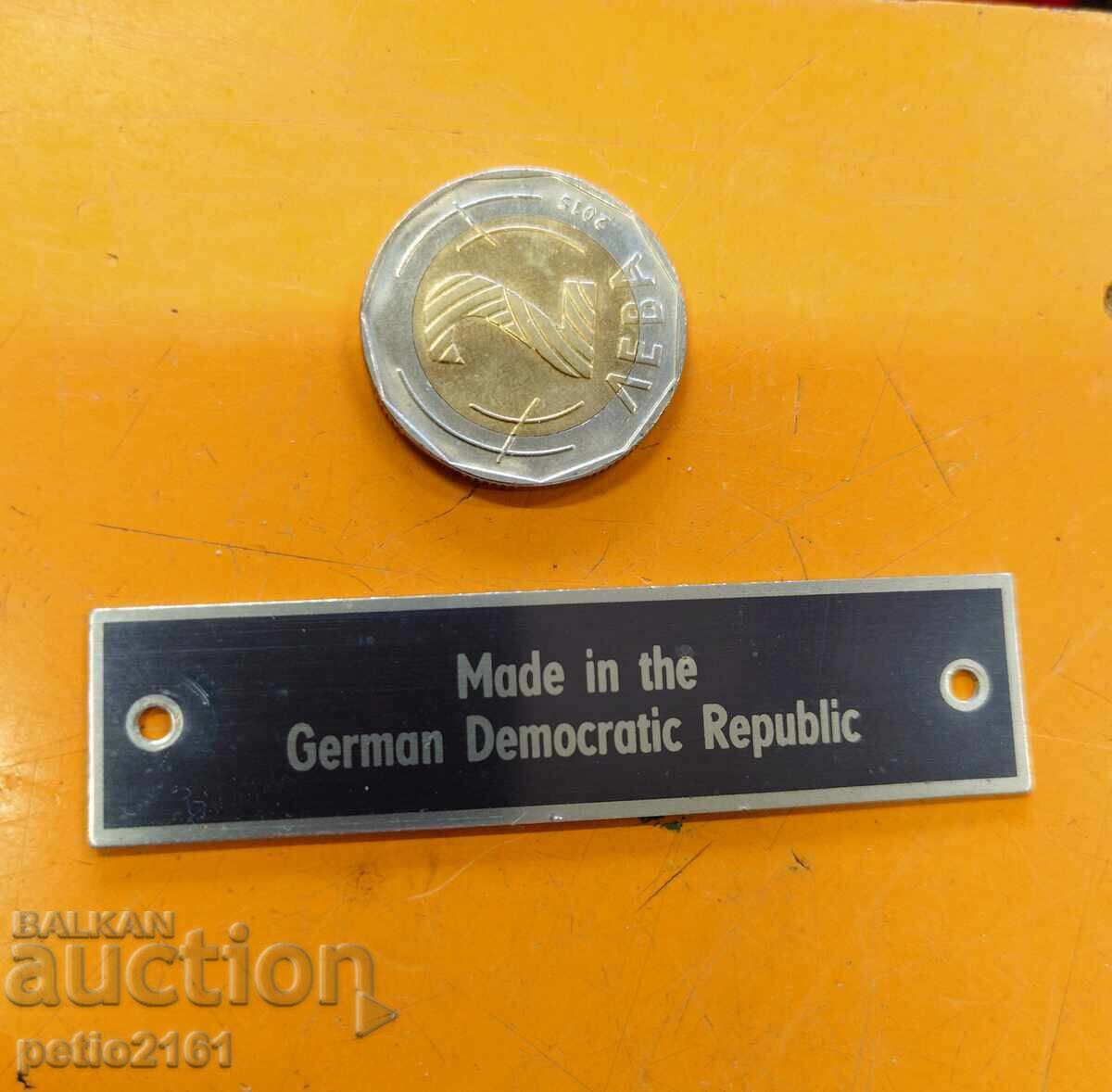 Small enameled sign/plaque "Made in GDR"