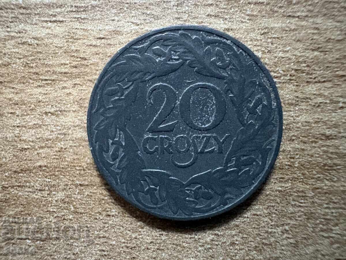 Πολωνία - 20 γρόσια (1923) - ψευδάργυρος
