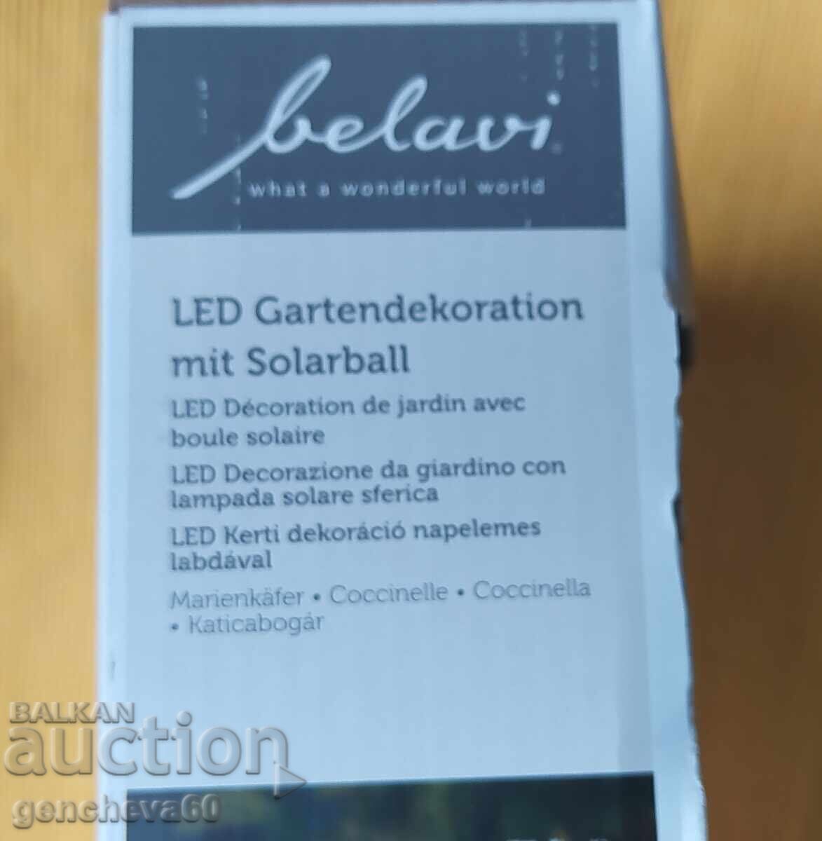 Licitație Lampă solară LED metalică ,,Buburuză" - decorațiune de grădină