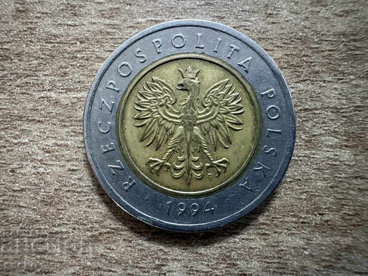 Polonia - 5 zloți (1994) cu preț € 0.85 | 1.66 BGN
