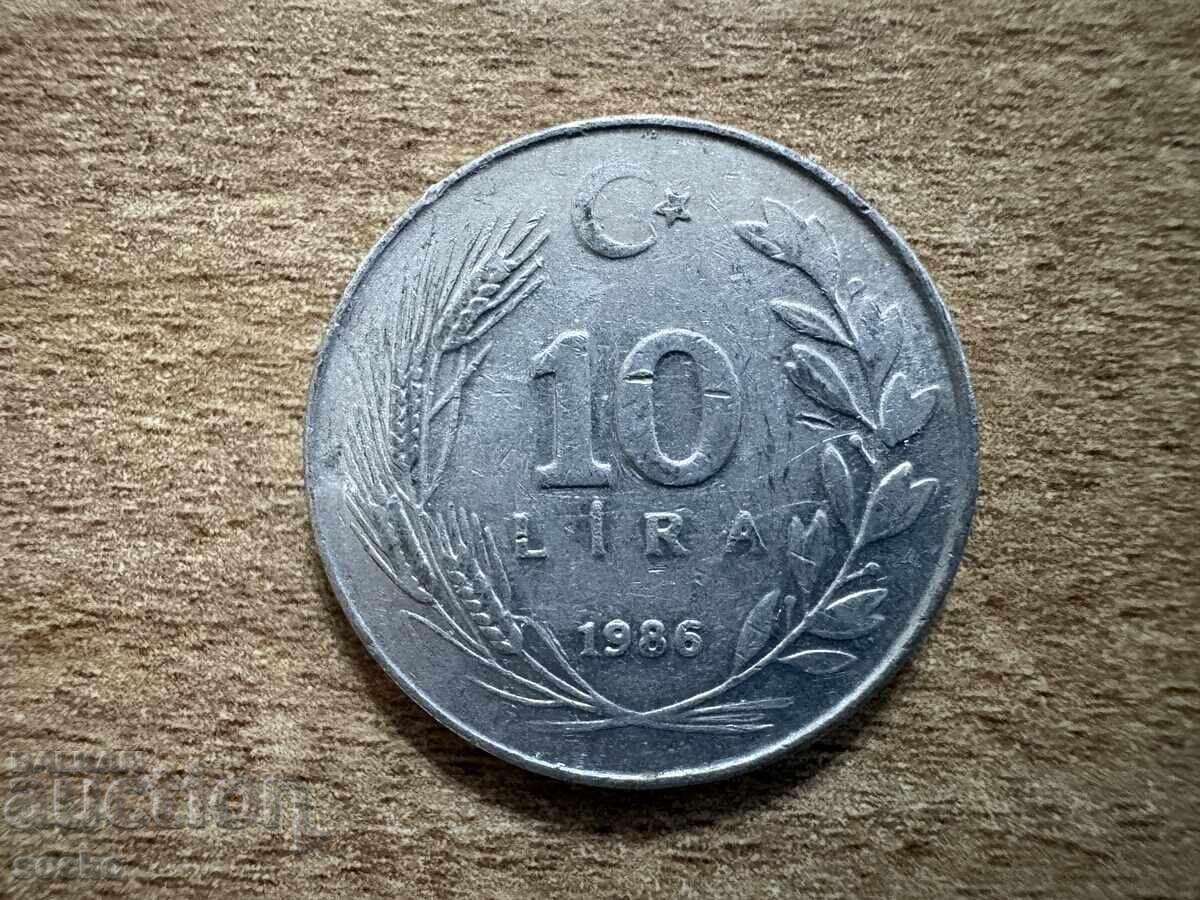 Турция - 10 лири (1986) Турция - 10 лири (1986)