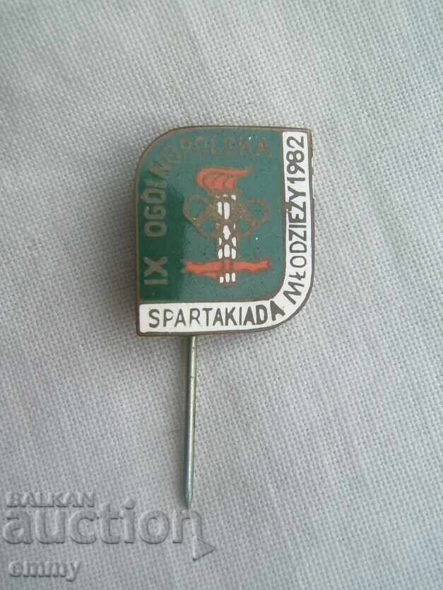 Badge - 9th National Youth Spartakiad 1982, Poland with price € 2.00 | 3.91 BGN
