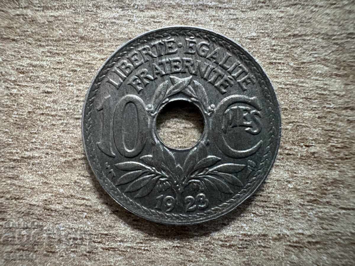 Franța - 10 centime (1923) - Marcaj Fulger