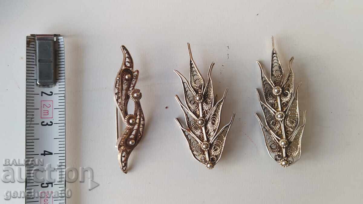 Auction  Revival brooches "Wheat ear" - silver, filigree
