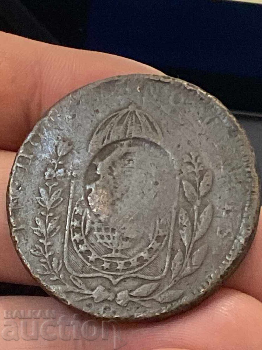 Бразилия 40 рейс медна монета голям формат