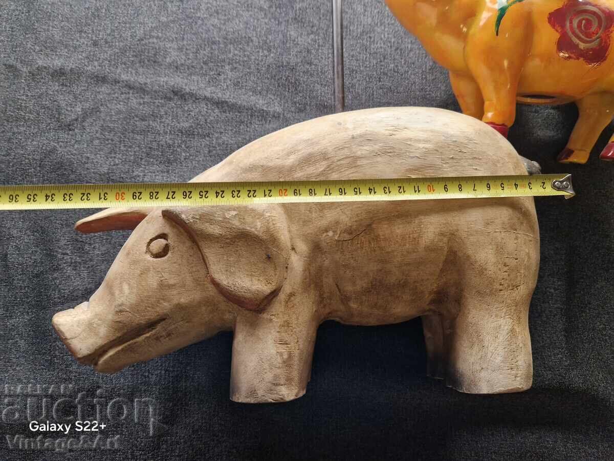 Аукцион Комплект Дървен Нерез и Прасенце Касичка За Декорация