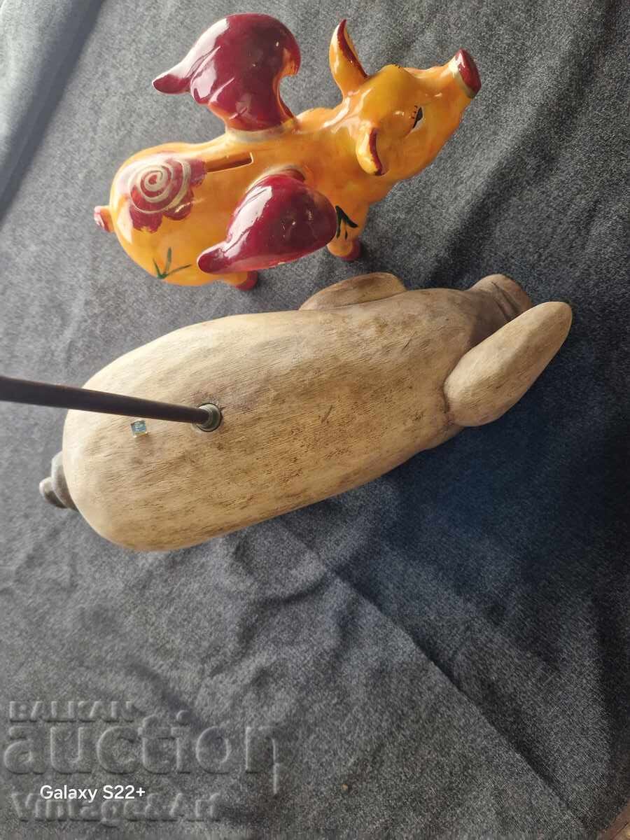 Комплект Дървен Нерез и Прасенце Касичка За Декорация