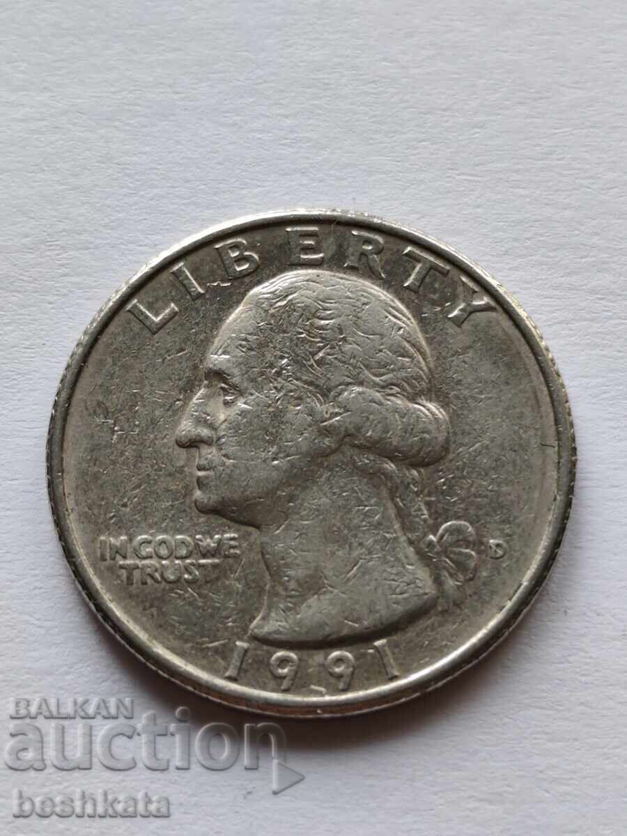 SUA - 1/4 dolar (1991 D)