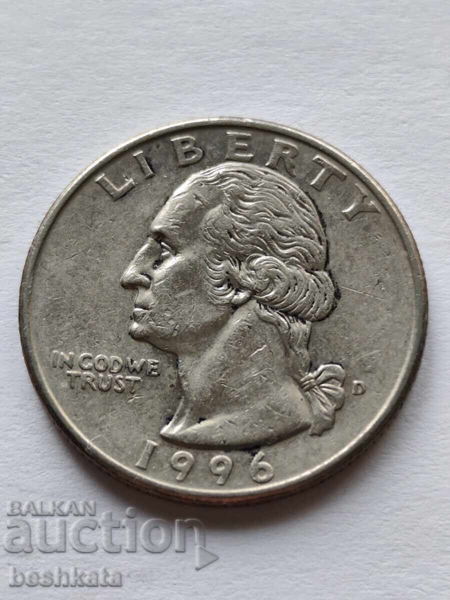 SUA - 1/4 dolar (1996 D) SUA - 1/4 dolar (1996 D)