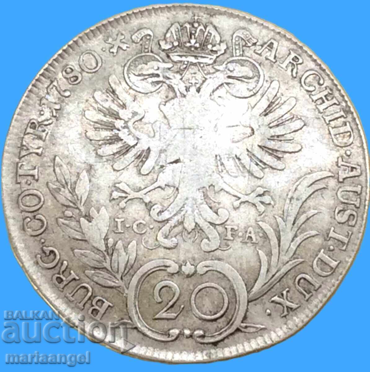 20 кройцера 1780 Австрия за Полша I.C.F.A- Голиция RARE - 7 20 кройцера 1780 Австрия за Полша I.C.F.A- Голиция RARE - 7