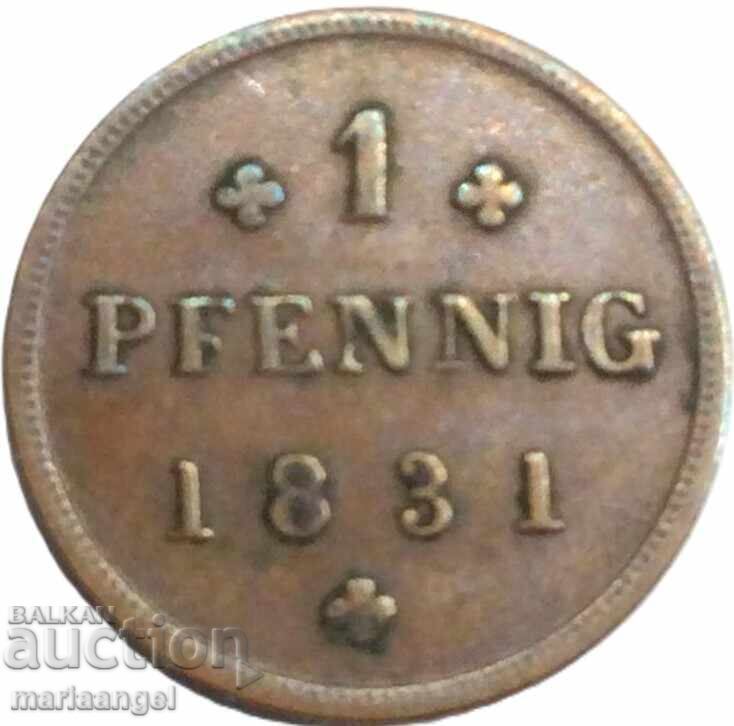 1 πφένιγκ 1831 Μεκλεμβούργο-Σβερίν Γερμανία χάλκινο με τιμή € 13.95 | 27.28 BGN 1 πφένιγκ 1831 Μεκλεμβούργο-Σβερίν Γερμανία χάλκινο με τιμή € 13.95 | 27.28 BGN
