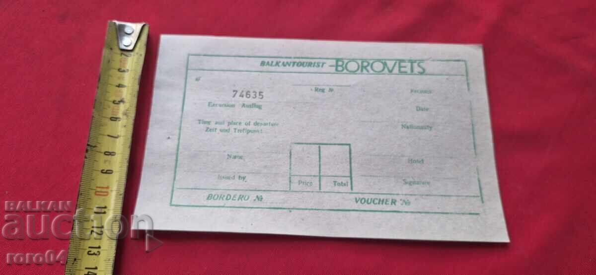 Livrarea BOROVETS - BALKANTURIST - BORDEAU - VAUCHER - NEW Livrarea BOROVETS - BALKANTURIST - BORDEAU - VAUCHER - NEW