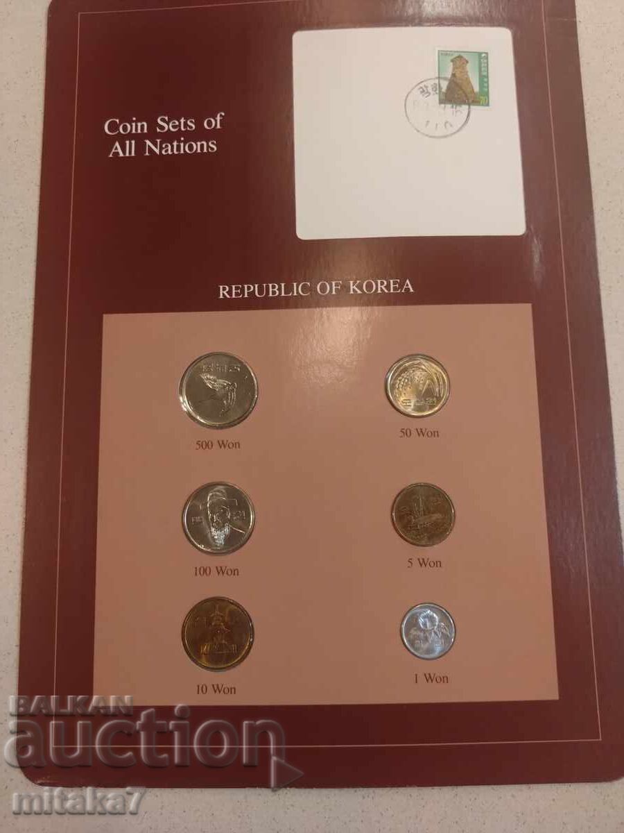 Set de monede și timbru poștal, Coreea de Sud