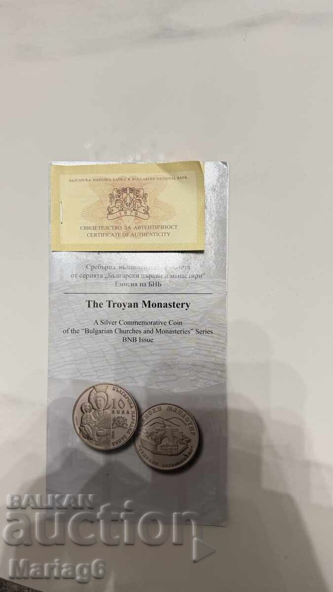 Broșură + certificat Mănăstirea Troian monedă