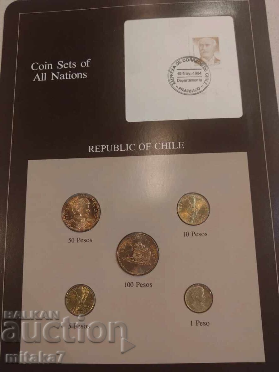 Set monede și timbru poștal, Chile