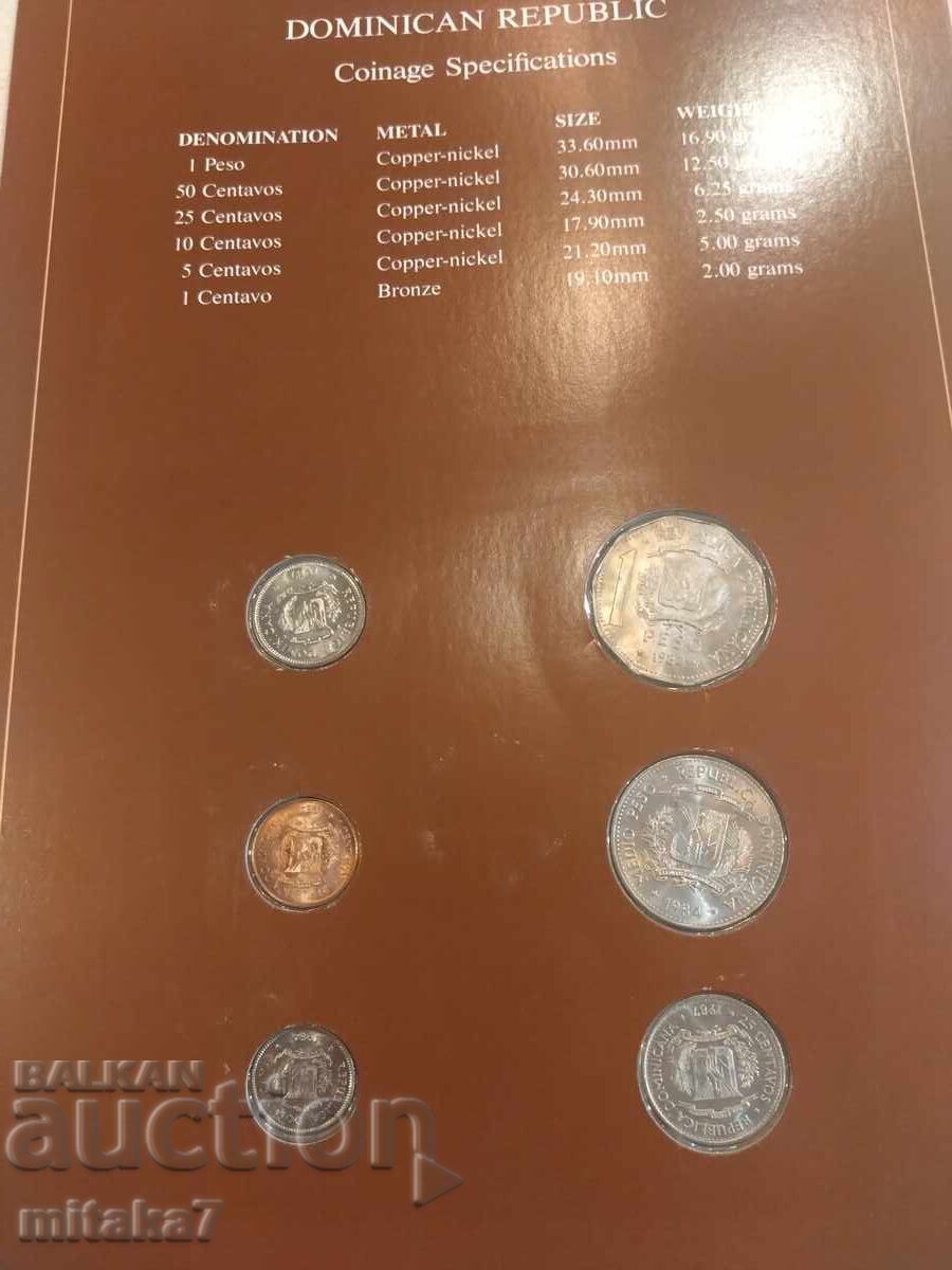 Set of coins and postage stamp, Dominican Republic - 5