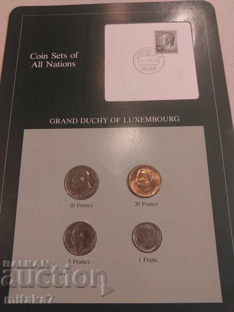 Set of coins and postage stamp, Luxembourg