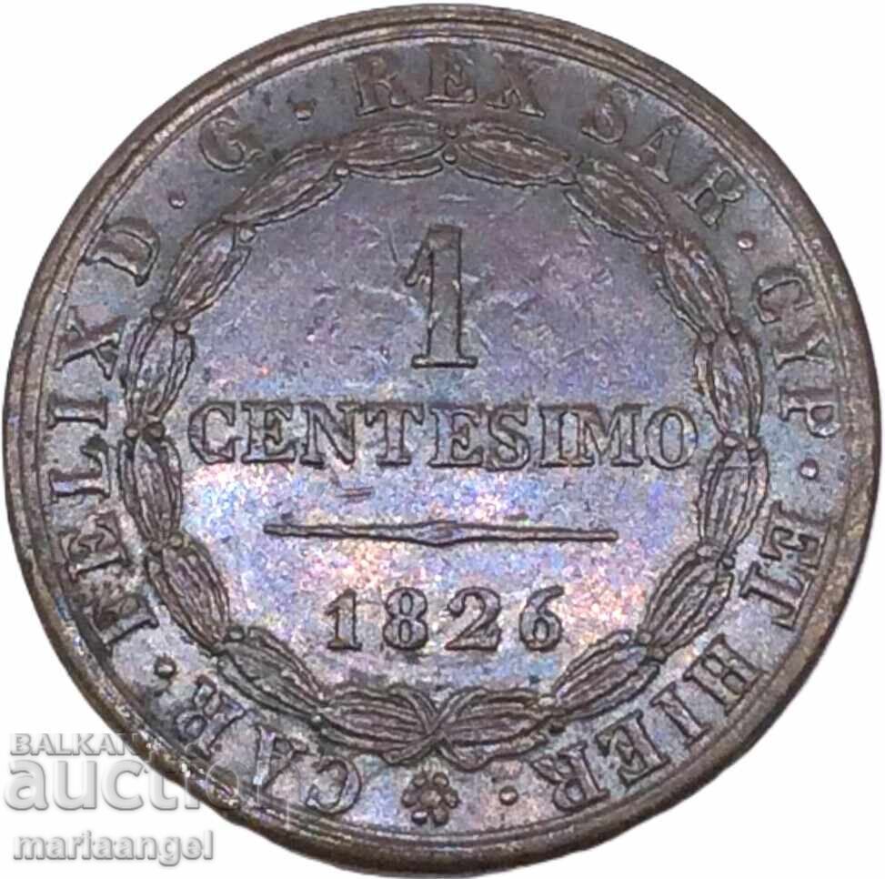 1 Centesimo 1826 Italia Torino Carlo Felice 1821-1831 cu preț € 23.00 | 44.98 BGN