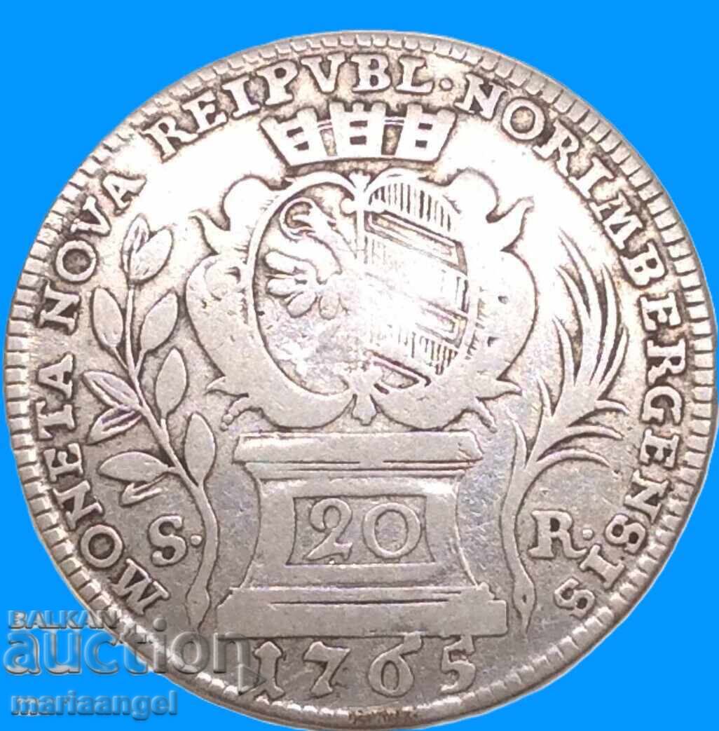 20 kreĭtseri 1765 Germania Nürnberg - folosită în SUA - 5 20 kreĭtseri 1765 Germania Nürnberg - folosită în SUA - 5