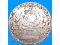 20 κρόιτσερ 1765 Γερμανία Νυρεμβέργη - χρησιμοποιημένο στην ΗΠΑ