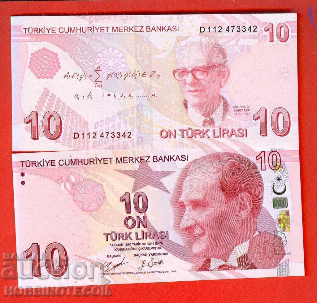 PREȚ TOP TURCIA 10 Lira emisiune 2009 - 2023 SERIA NOUĂ UNC