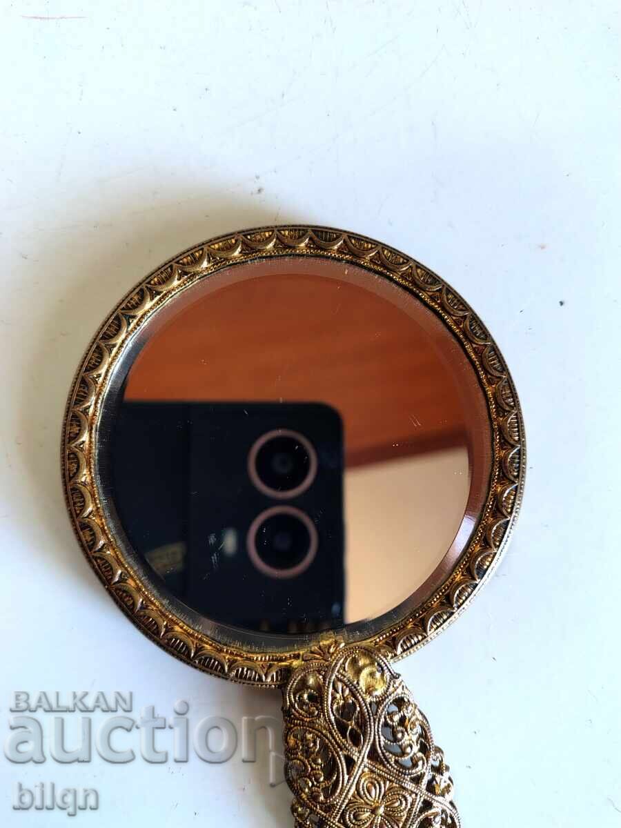 Аукцион Страхотно Старо Позлатено Филигранено Огледалце