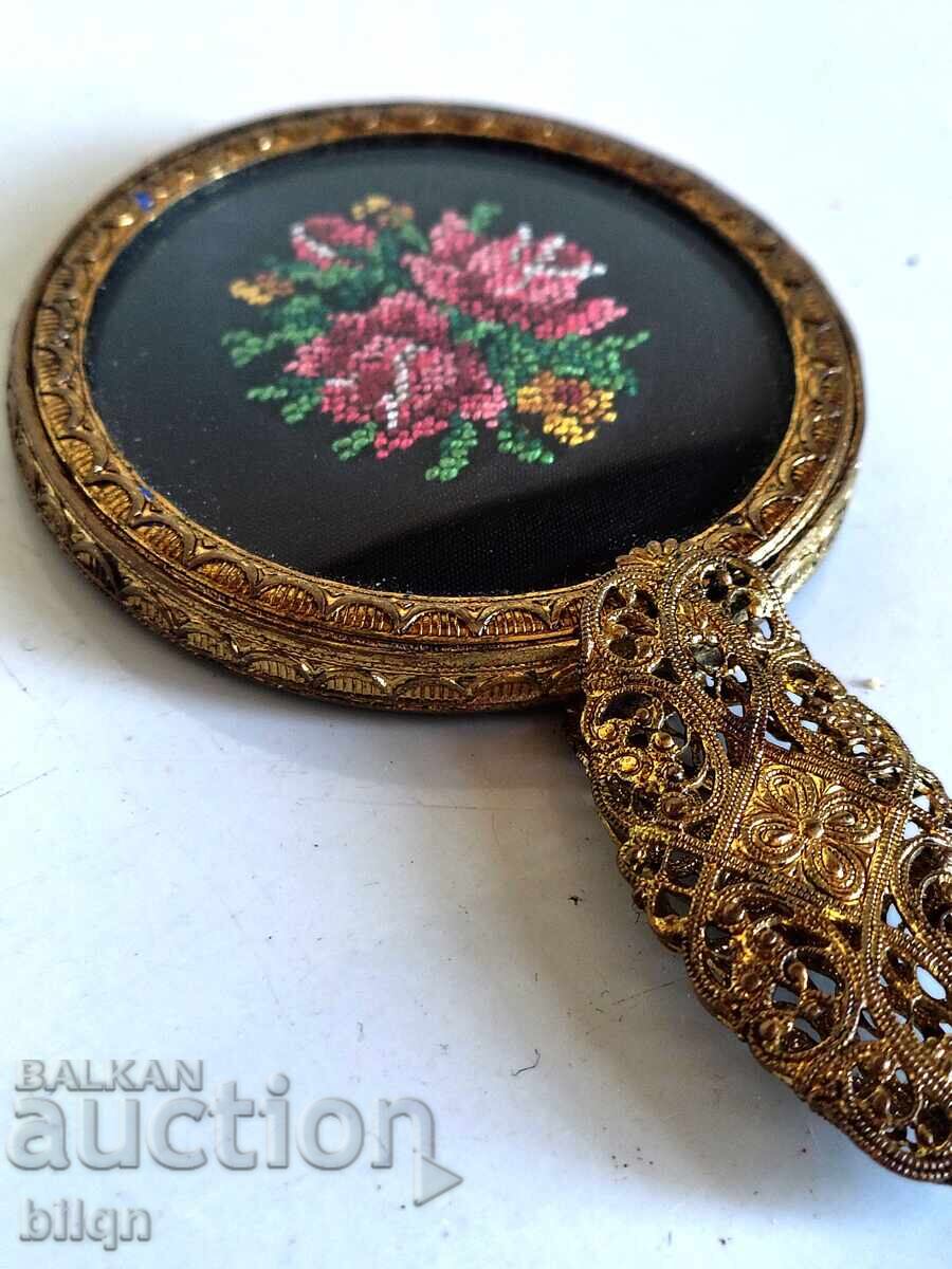 Страхотно Старо Позлатено Филигранено Огледалце - 6