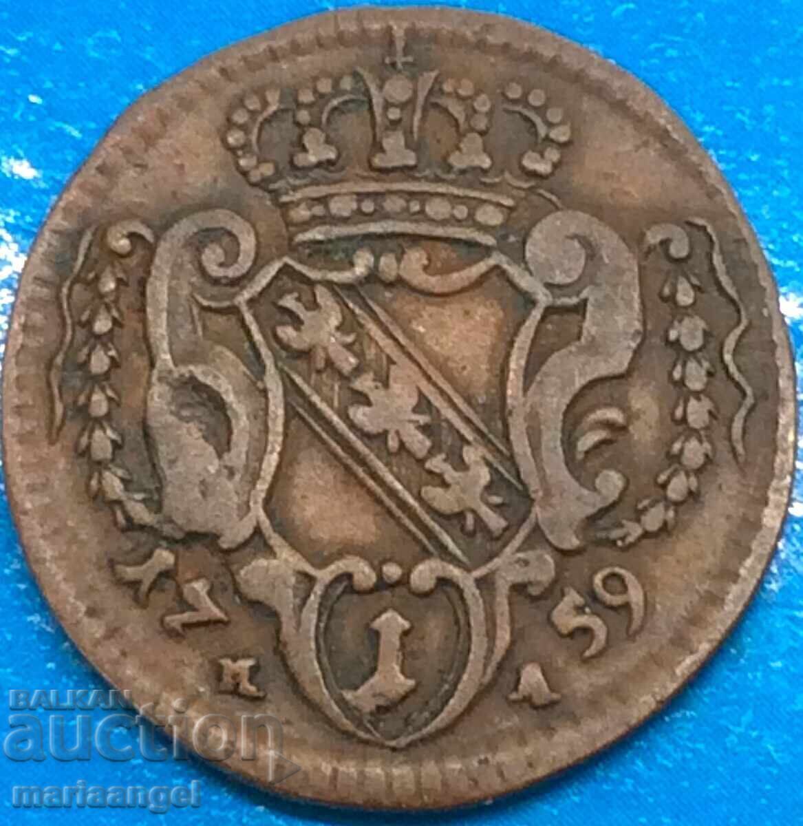 1 pfennig 1759 Austria imp. Franz Stefan 2,50g - rar - 5