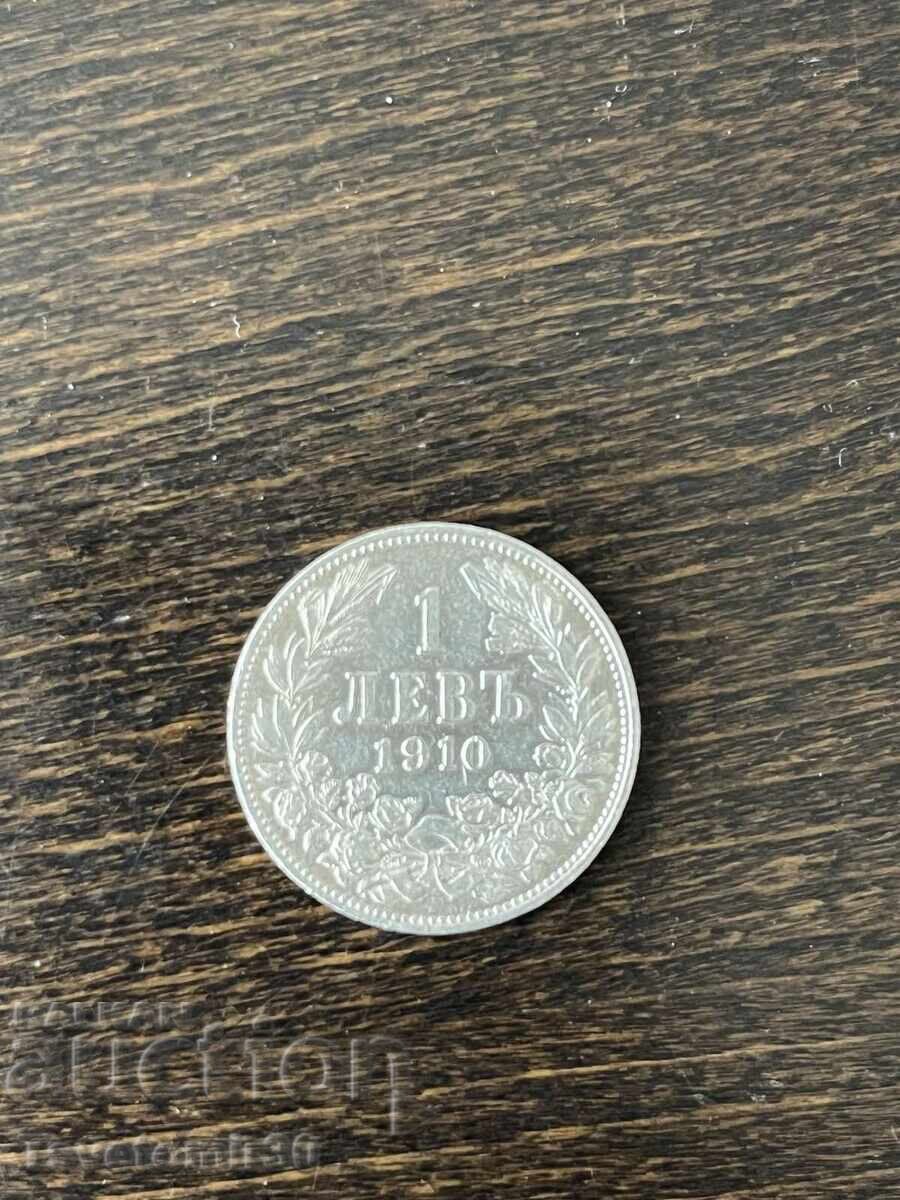 Monedă de argint 1 leu 1910, țarul Ferdinand I