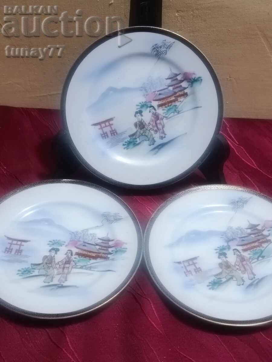 Винтиж 3бр Чиния азиацки мотиви рядко с маркировни Винтиж 3бр Чиния азиацки мотиви рядко с маркировни