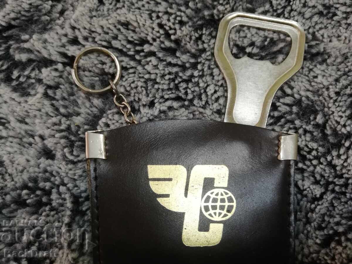 Cheie de piele promoțională Corecom cu deschizător de sticle cu preț € 19.90 | 38.92 BGN