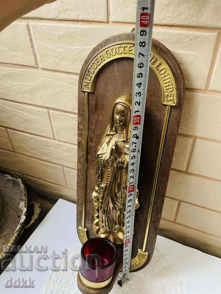 Licitație Frumoasă icoană mare - iconostas din alamă și lemn