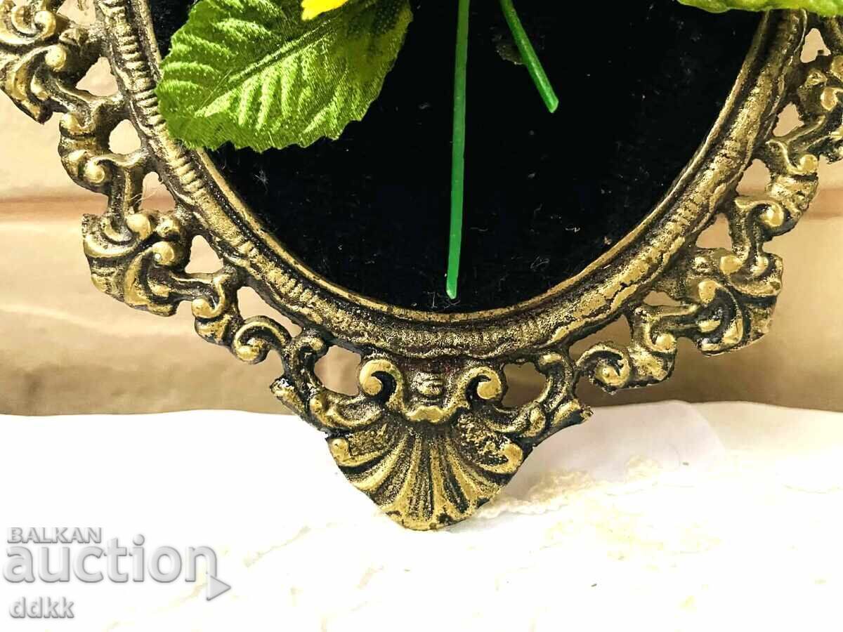 Beautiful brass wall decoration from England with flowers - 5