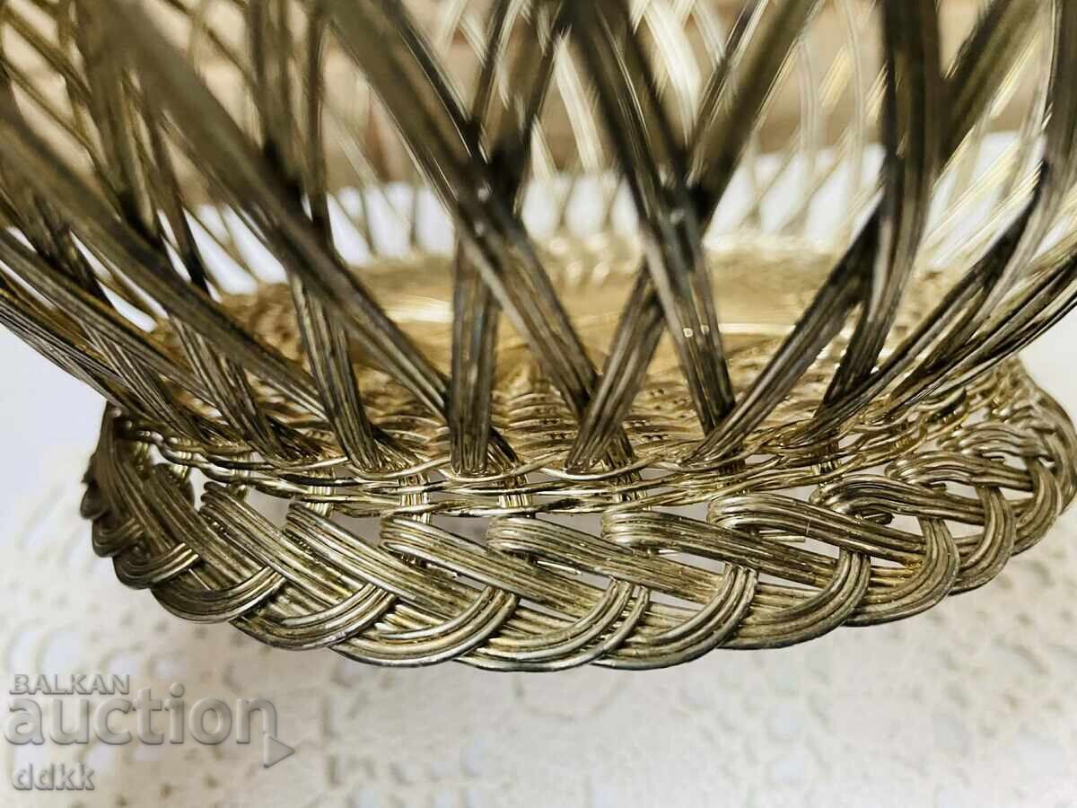 Coș de fructe metalic împletit frumos - 5