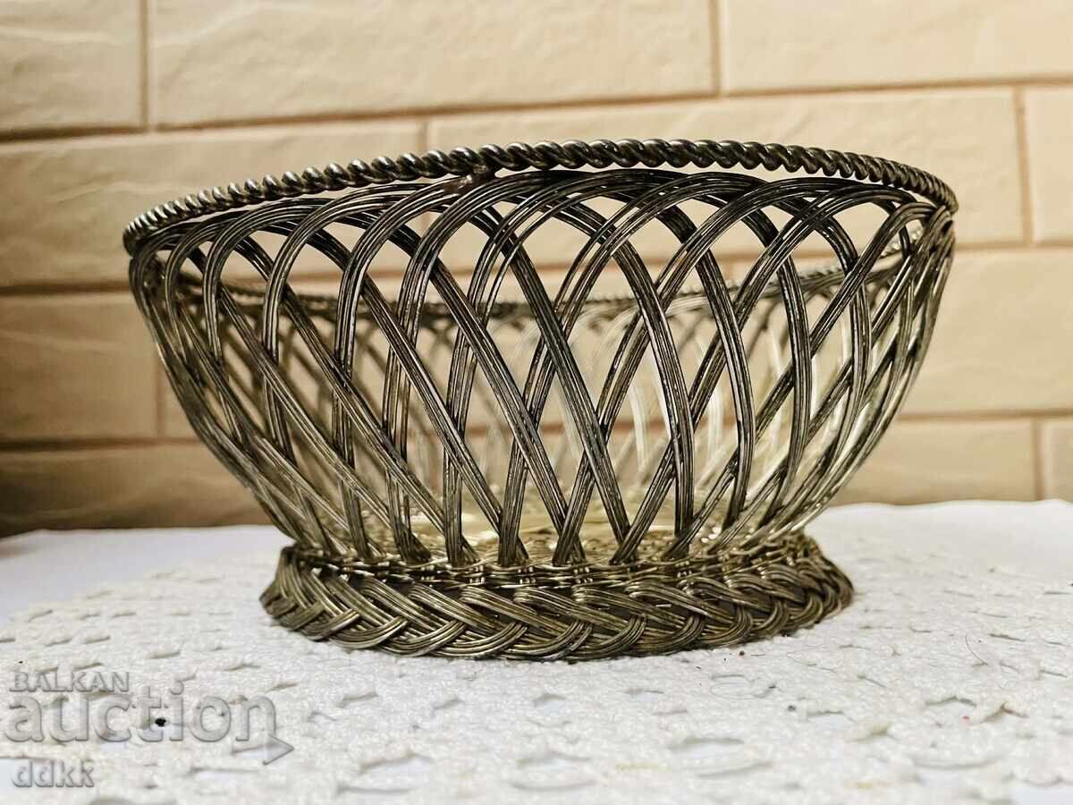 Coș de fructe metalic împletit frumos - 7