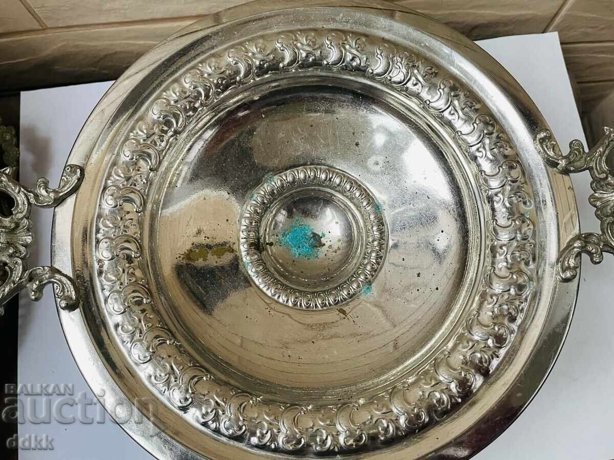 Beautiful fruit bowl on a stand from England with 2 handles - 6