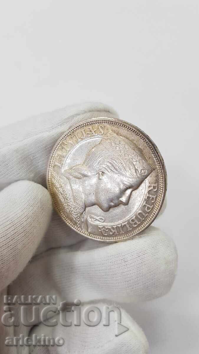 Рядка сребърна монета 5 LATI 1929 Република Литва - 6