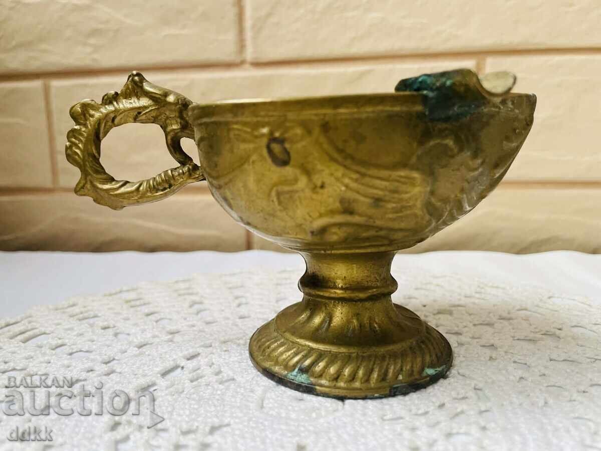Beautiful brass 2-in-1 candlestick with ashtray from England - 5