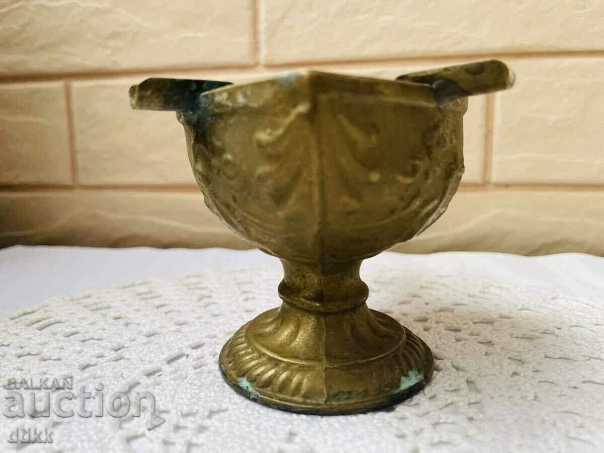 Beautiful brass 2-in-1 candlestick with ashtray from England - 6