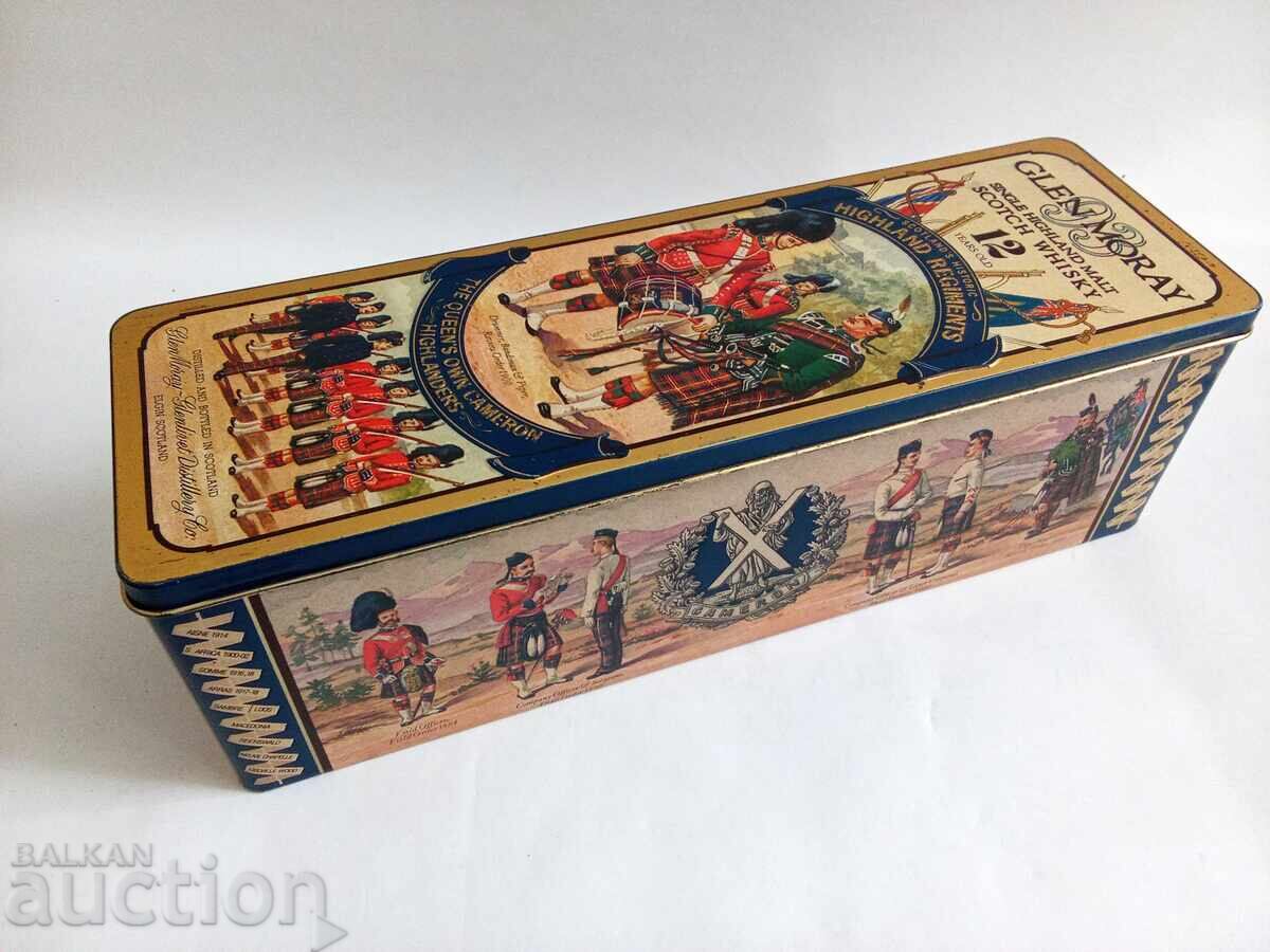 Βίντατζ μεταλλικό κουτί για σκωτσέζικο ουίσκι Glen Moray 90's Βίντατζ μεταλλικό κουτί για σκωτσέζικο ουίσκι Glen Moray 90's