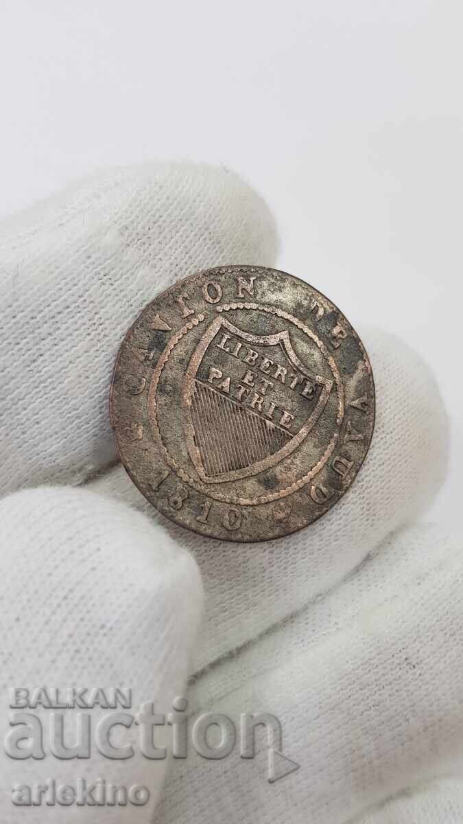 Σπάνιο ασημένιο νόμισμα 1/2 BATZ 1810 - Ελβετία, SWISS - 5
