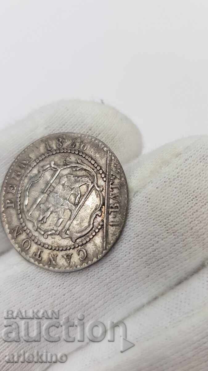 Livrarea Monedă bilon rară 1BATZ 1826 - Elveția, SWISS
