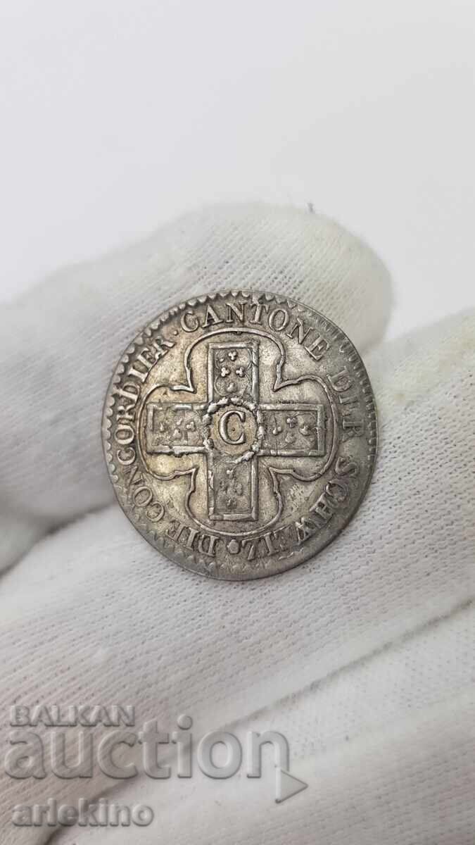 Monedă bilon rară 1BATZ 1826 - Elveția, SWISS - 5