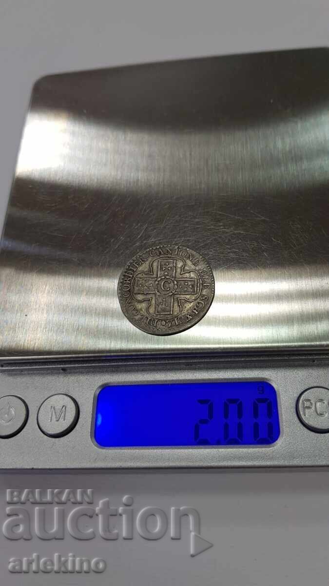 Monedă bilon rară 1BATZ 1826 - Elveția, SWISS - 7