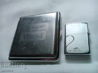 Set metal tabachera și brichetă pe benzină STAR-I